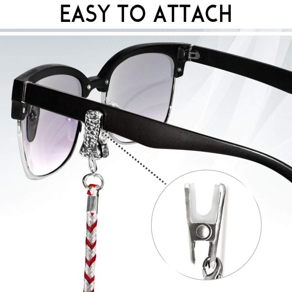 SIGONNA Eyewear Retainers   Eye Glass String Strap Holder   Eyeglass Chain for Women   Silver Eyeglass Strap   Reading Glass Chain   Eyeglass Neck Chain   3 Cords - Image 3