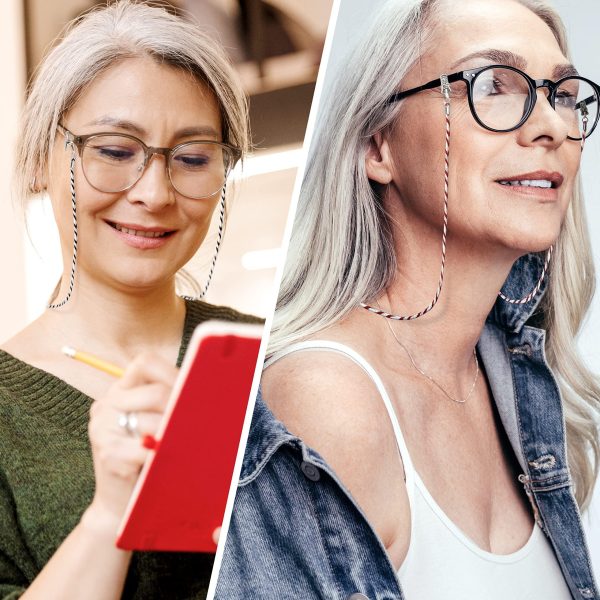 SIGONNA Eyewear Retainers   Eye Glass String Strap Holder   Eyeglass Chain for Women   Silver Eyeglass Strap   Reading Glass Chain   Eyeglass Neck Chain   3 Cords - Image 6