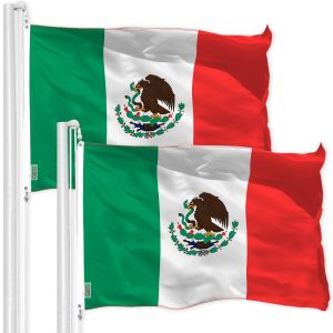G128 2 Pack: Mexico Mexican Flag | 2x3 Ft | LiteWeave Pro Series Printed 150D Polyester | Country Flag, Indoor/Outdoor, Vibrant Colors, Brass Grommets, Thicker and More Durable Than 100D 75D Polyester