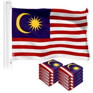 G128 10 Pack: Malaysia Malaysian Flag | 3x5 Ft | LiteWeave Pro Series Printed 150D Polyester | Country Flag, Indoor/Outdoor, Vibrant Colors, Brass Grommets, Thicker and More Durable Than 100D 75D Poly