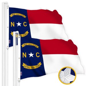 G128 2 Pack: North Carolina State Flag | 5x8 Ft | StormFlyer Series Embroidered 220GSM Spun Polyester | Embroidered Design, Indoor/Outdoor, Brass Grommets, Heavy Duty, All Weather