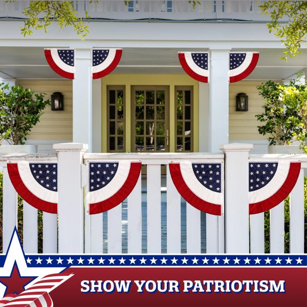 G128 5 Pack: USA Pleated Fan Flag 3x3 Feet Star Center Quarter Circle Embroidered Polyester Stars and Stripes - Image 7