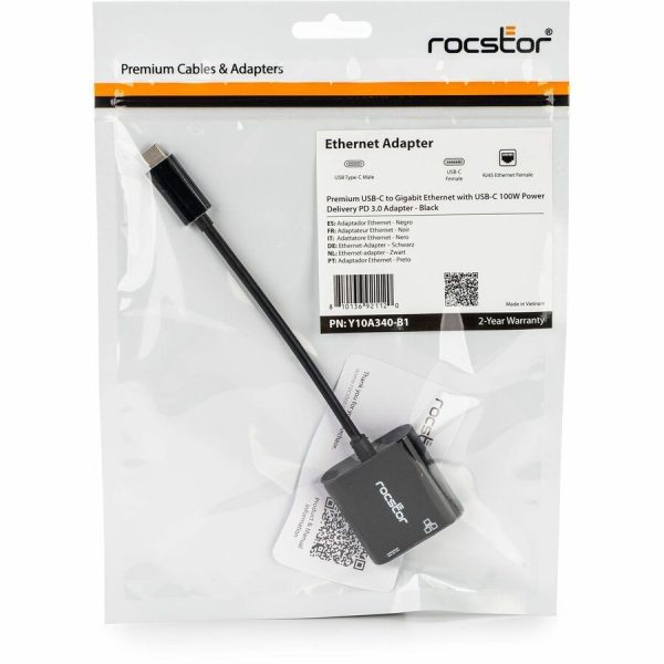 Rocstor Premium USB-C to Gigabit Ethernet with USB-C 100W Power Delivery PD 3.0 Adapter - Image 5