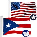 G128 Combo Pack: American USA Flag 4x6 Ft & Puerto Rico Puerto Rican Flag 4x6 Ft | Both ToughWeave Series Embroidered Polyester, Embroidered Design, Indoor/Outdoor, Brass Grommets