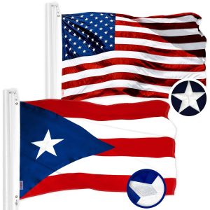 G128 Combo Pack: American USA Flag 4x6 Ft & Puerto Rico Puerto Rican Flag 4x6 Ft | Both ToughWeave Series Embroidered Polyester, Embroidered Design, Indoor/Outdoor, Brass Grommets