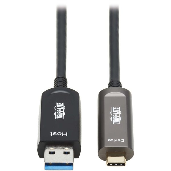 Eaton Tripp Lite Series USB-A to USB-C AOC Cable (M/M) - USB 3.2 Gen 2 (10Gbps) Plenum-Rated Fiber Active Optical - Data Only, Backward Compatible, Black, 10 m (33 ft.) - Image 2