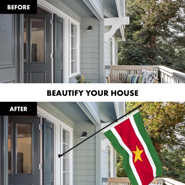 G128 Combo Pack: 6 Ft Tangle Free Aluminum Spinning Flagpole (Black) & Suriname Surinamese Flag 3x5 Ft, LiteWeave Pro Series Printed 150D Polyester | Pole with Flag Included - Image 3