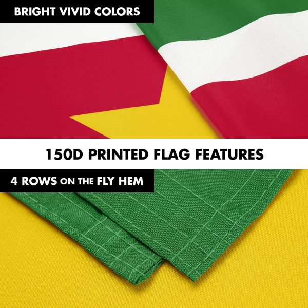 G128 Combo Pack: 6 Ft Tangle Free Aluminum Spinning Flagpole (Black) & Suriname Surinamese Flag 3x5 Ft, LiteWeave Pro Series Printed 150D Polyester | Pole with Flag Included - Image 5