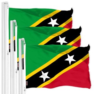 G128 3 Pack: Saint Kitts and Nevis Flag | 3x5 Ft | LiteWeave Pro Series Printed 150D Polyester | Country Flag, Indoor/Outdoor, Vibrant Colors, Brass Grommets, Thicker and More Durable Than 100D 75D Polyester