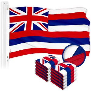G128 10 Pack: Hawaii HI Hawaiian Flag | 3x5 Ft | ToughWeave Series Embroidered 300D Polyester | Embroidered Design, Indoor/Outdoor, Vibrant Colors, Brass Grommets