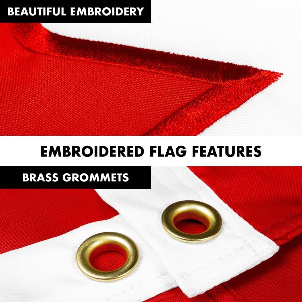 G128 Combo Pack: Flag Pole 5 FT Silver Tangle Free & Canada Canadian Flag 2x3 FT Double Sided Embroidered 210D Heavy Duty Polyester - Indoor/Outdoor, Vibrant Colors, Brass Grommets, 3-ply - Image 4