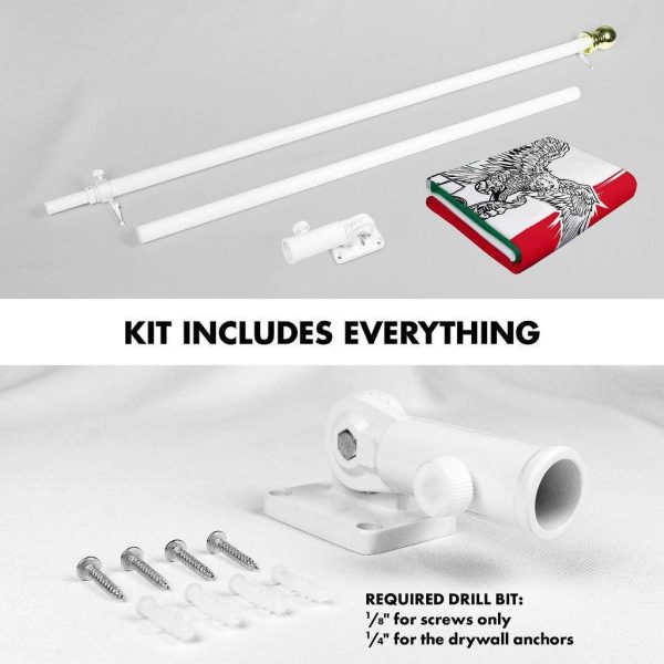 G128 Combo Pack: 6 Ft Tangle Free Spinning Flagpole (White) & Mexico Viva Mexico Flag 3x5 Ft Printed 150D Polyester, Brass Grommets (Flag Included) Aluminum Flag Pole - Image 2