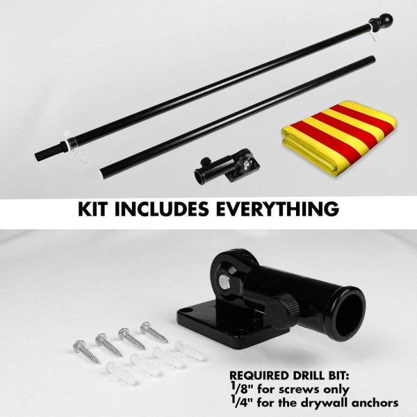 G128 Combo Pack: 6 Ft Tangle Free Spinning Flagpole (Black) & South Vietnam Flag 3x5 Ft Printed 150D Polyester, Brass Grommets (Flag Included) Aluminum Flag Pole - Image 2