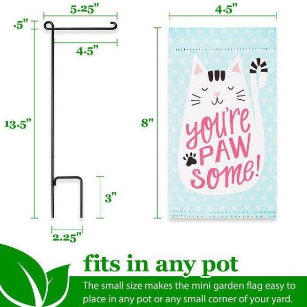 G128 Garden Flag & Stand You're Pawsome Happy Cat | 4x8 Inch | Printed Blockout Polyester - Image 4