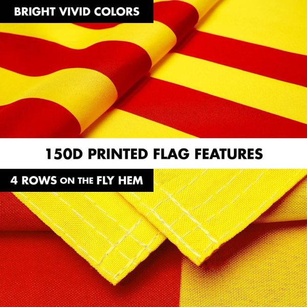 G128 Combo Pack: 6 Ft Tangle Free Spinning Flagpole (Black) & South Vietnam Flag 3x5 Ft Printed 150D Polyester, Brass Grommets (Flag Included) Aluminum Flag Pole - Image 5