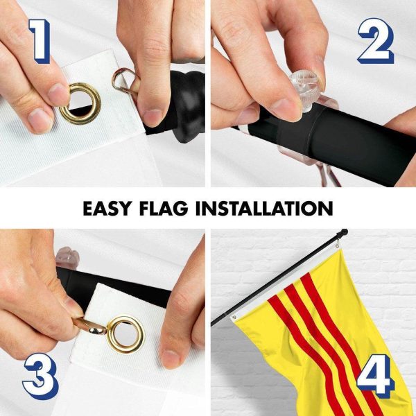 G128 Combo Pack: 6 Ft Tangle Free Spinning Flagpole (Black) & South Vietnam Flag 3x5 Ft Printed 150D Polyester, Brass Grommets (Flag Included) Aluminum Flag Pole - Image 7