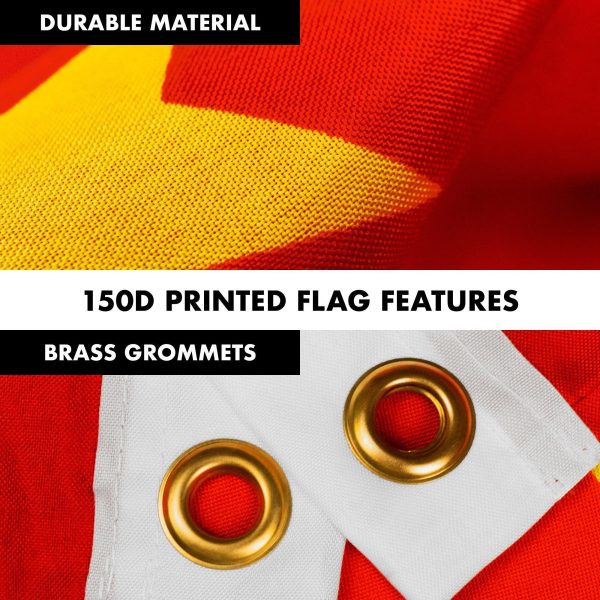 G128 Combo Pack: 6 Feet Tangle Free Spinning Flagpole (White) China Chinese Flag 3x5 ft Printed 150D Brass Grommets (Flag Included) Aluminum Flag Pole - Image 4