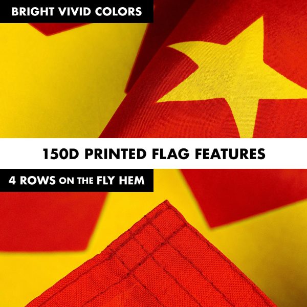 G128 Combo Pack: 6 Feet Tangle Free Spinning Flagpole (White) China Chinese Flag 3x5 ft Printed 150D Brass Grommets (Flag Included) Aluminum Flag Pole - Image 5