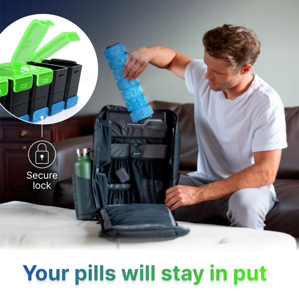 Extra Large Weekly Pill Organizer 2 Times a Day   XL Pill Case Am Pm   Big Pill Box 7 Day Oversized Daily Vitamin Organizer Jumbo Supplement Dispenser Medicine Holder Container Twice a Day Green Blue - Image 5
