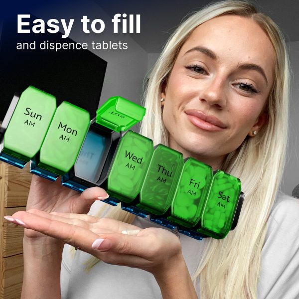 Extra Large Weekly Pill Organizer 2 Times a Day   XL Pill Case Am Pm   Big Pill Box 7 Day Oversized Daily Vitamin Organizer Jumbo Supplement Dispenser Medicine Holder Container Twice a Day Green Blue - Image 6