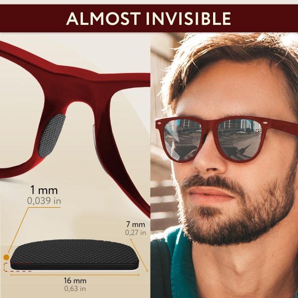 SIGONNA Eye Glasses Nose Grip Non Slip - 1 mm Ultra Thin Eyeglass Nose Pads Anti Slip - Silicone Nose Pads Glasses Anti-Slip - Sunglass Nose Bridge Pads Glasses - 6 Pairs - 1mm x 7mm x 16mm - Image 4