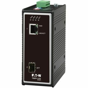 Eaton Tripp Lite Series Industrial Gigabit Fiber to Ethernet Media Converter, 10/100/1000 Mbps, RJ45/SFP, -40° to 75°C, DC Power, TAA
