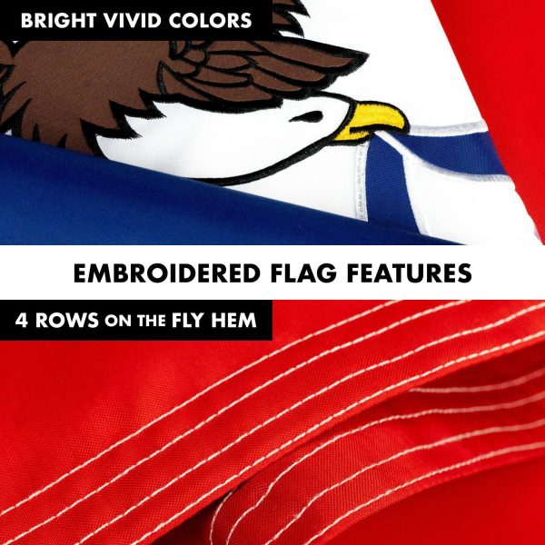 G128 - 6 Feet Tangle Free Spinning Flagpole (Silver) Iowa Double Sided Brass Grommets Embroidered 3x5 ft (Flag Included) Aluminum Flag Pole - Image 5