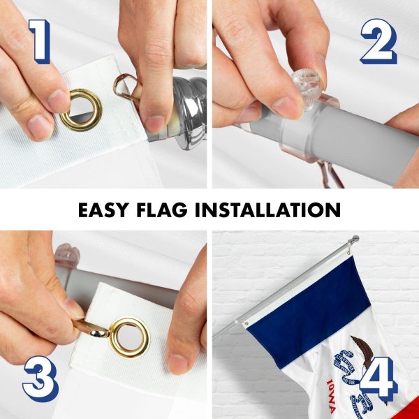 G128 - 6 Feet Tangle Free Spinning Flagpole (Silver) Iowa Double Sided Brass Grommets Embroidered 3x5 ft (Flag Included) Aluminum Flag Pole - Image 7