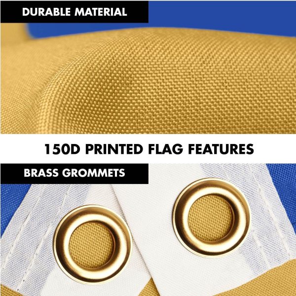 G128 Combo Pack: 6 Ft Tangle Free Spinning Flagpole (White) & Kosovo Flag 3x5 Ft Printed 150D Polyester, Brass Grommets (Flag Included) Aluminum Flag Pole - Image 4