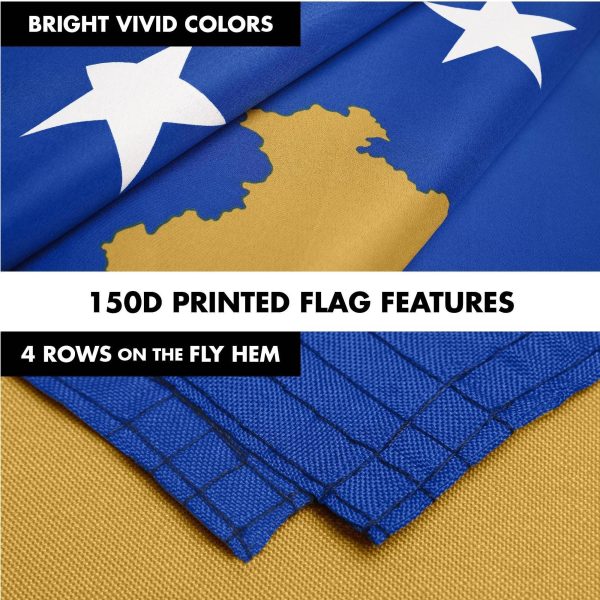 G128 Combo Pack: 6 Ft Tangle Free Spinning Flagpole (White) & Kosovo Flag 3x5 Ft Printed 150D Polyester, Brass Grommets (Flag Included) Aluminum Flag Pole - Image 5
