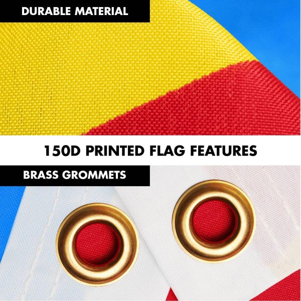 G128 Combo Pack: 6 Ft Tangle Free Spinning Flagpole (Silver) & Democratic Republic of the Congo Flag 3x5 Ft Printed 150D Polyester, Brass Grommets (Flag Included) Aluminum Flag Pole - Image 4