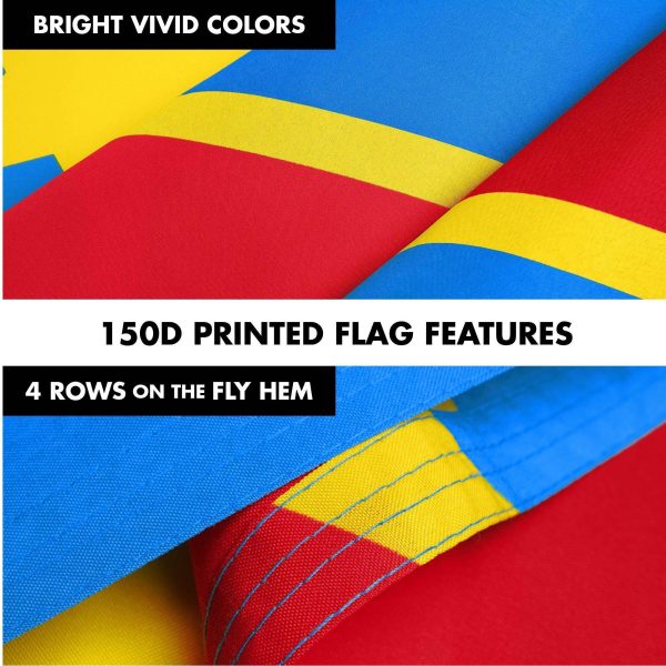 G128 Combo Pack: 6 Ft Tangle Free Spinning Flagpole (Silver) & Democratic Republic of the Congo Flag 3x5 Ft Printed 150D Polyester, Brass Grommets (Flag Included) Aluminum Flag Pole - Image 5