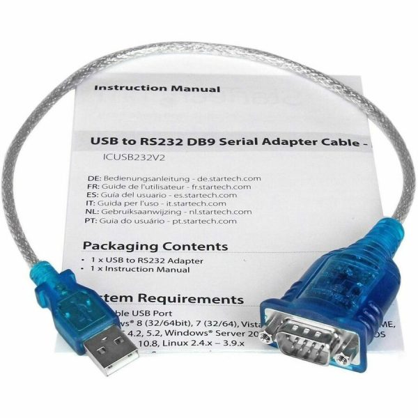 StarTech.com 17in (43cm) 1-Port USB to RS232 DB9 Serial Adapter Cable, USB to Serial Adapter Cable - M/M - Image 3