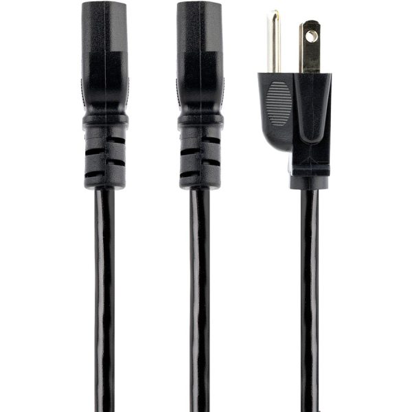 StarTech.com 10ft (3m) Computer Power Y Cord, NEMA 5-15P to C13, 10A 125V, 18AWG, Black Replacement PC Power Cord, TV/Monitor Power Cable - Image 3