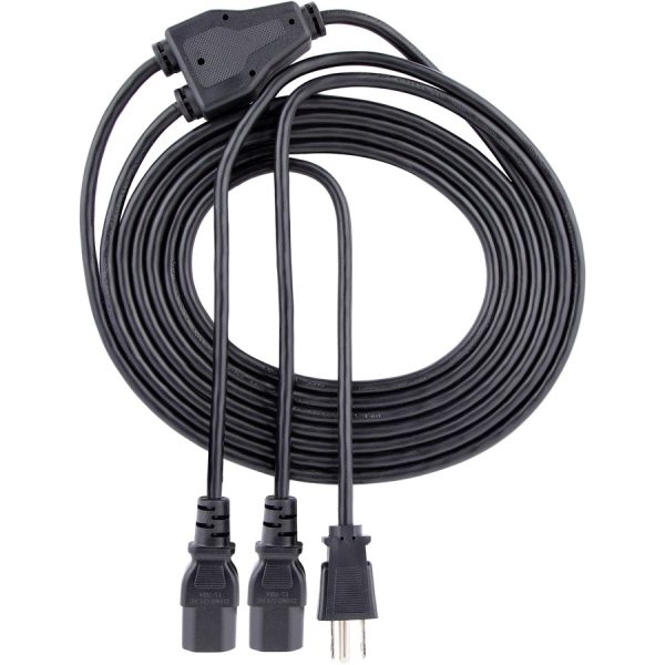 StarTech.com 10ft (3m) Computer Power Y Cord, NEMA 5-15P to C13, 10A 125V, 18AWG, Black Replacement PC Power Cord, TV/Monitor Power Cable - Image 7