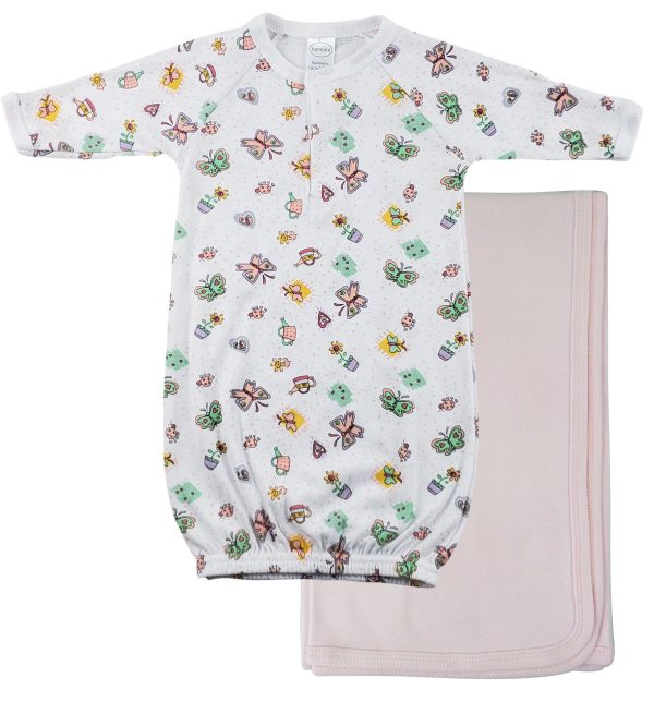 Print Infant Gown And Recieving Blanket Cs_0100