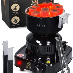 PRO Multipurpose Electric Charcoal Starter Electric Charcoal Burner Approved Electric Stove Coconut Charcoal Lighters with Tongs 450W Hot Plate Electric with 304 Stainless Steel Coiled Burner