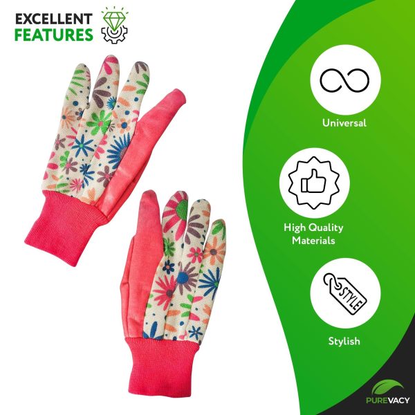 Red Garden Gloves for Women Medium Size Work Gloves Women Style Pack of 12 (6 Pairs) Polyester and Cotton Gardening Gloves Non Slip Yard Work Gloves - Image 4