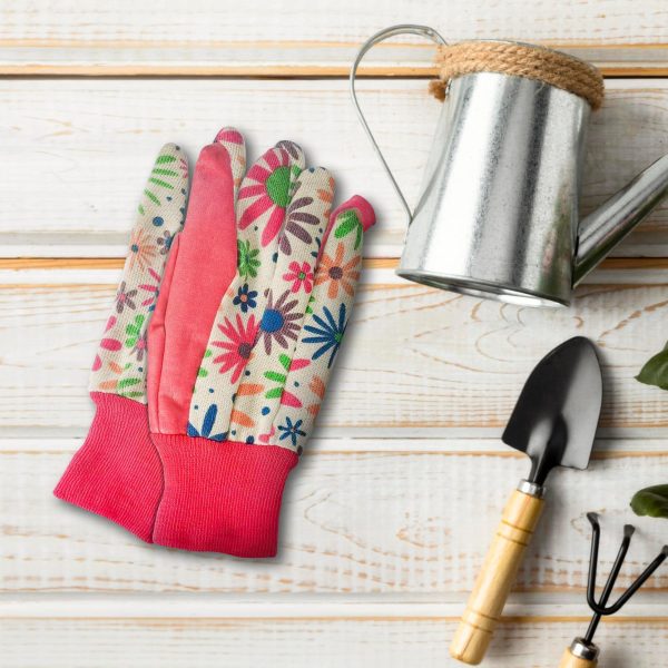 Red Garden Gloves for Women Medium Size Work Gloves Women Style Pack of 12 (6 Pairs) Polyester and Cotton Gardening Gloves Non Slip Yard Work Gloves - Image 7