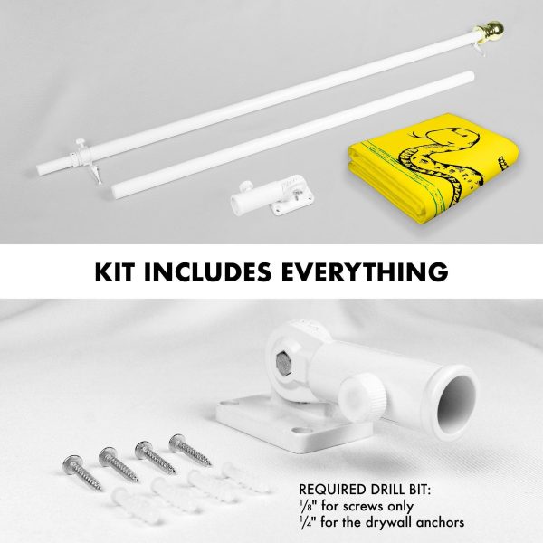 G128 Combo Pack: 6 Ft Tangle Free Spinning Flagpole (White) & No Step on Snek Cute Cartoon Flag 3x5 Ft Printed 150D Polyester, Brass Grommets (Flag Included) Aluminum Flag Pole - Image 2