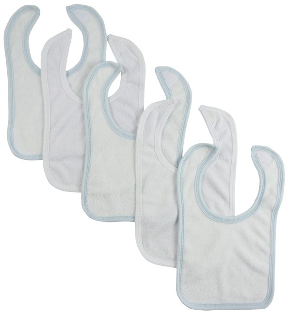 White Bib With Blue Trim And White Trim (pack Of 5) 1024-w-b3-w2