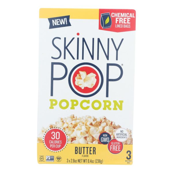Skinnypop Popcorn - Popcorn Micro Butter 3pk - Case of 12 - 3/2.8 OZ - Image 2