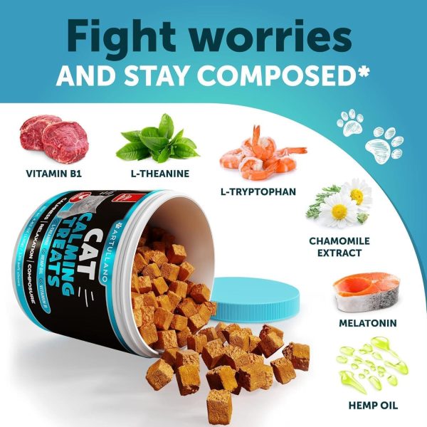 Hemp Cat Calming Treats for Stress & Anxiety Relief   Cat & Kittens   Melatonin   Made in USA   Storm Anxiety Сomposure Grooming Separation Travel Care   Calming Aid with Hemp Oil   135 Soft Chews - Image 4
