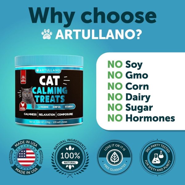 Hemp Cat Calming Treats for Stress & Anxiety Relief   Cat & Kittens   Melatonin   Made in USA   Storm Anxiety Сomposure Grooming Separation Travel Care   Calming Aid with Hemp Oil   135 Soft Chews - Image 5