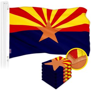 G128 5 Pack: Arizona AZ State Flag | 3x5 Ft | ToughWeave Series Embroidered 300D Polyester | Embroidered Design, Indoor/Outdoor, Vibrant Colors, Brass Grommets