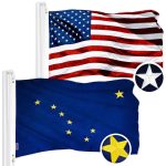 G128 Combo Pack: American USA Flag 4x6 Ft & Alaska AK State Flag 4x6 Ft | Both ToughWeave Series Embroidered Polyester, Embroidered Design, Indoor/Outdoor, Brass Grommets