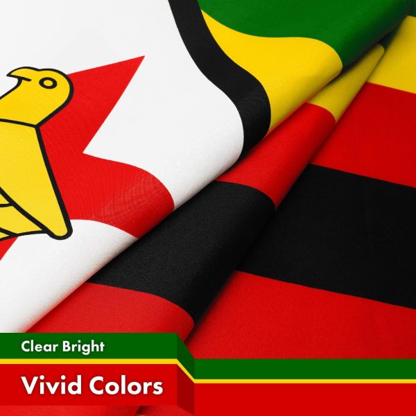 G128 Zimbabwe Zimbabwean Flag | 3x5 Ft | LiteWeave Pro Series Printed 150D Polyester | Country Flag, Indoor/Outdoor, Vibrant Colors, Brass Grommets, Thicker and More Durable Than 100D 75D Polyester - Image 3