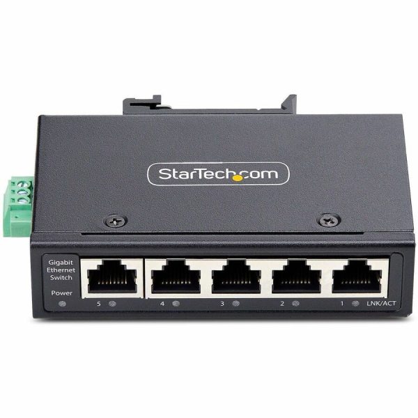StarTech.com 5-Port Unmanaged Industrial Network Switch, 10/100/1000 Ethernet, DIN Rail/Wall-Mount, IP30 Rated, -40F-167F, 9~60V DC, TAA - Image 3