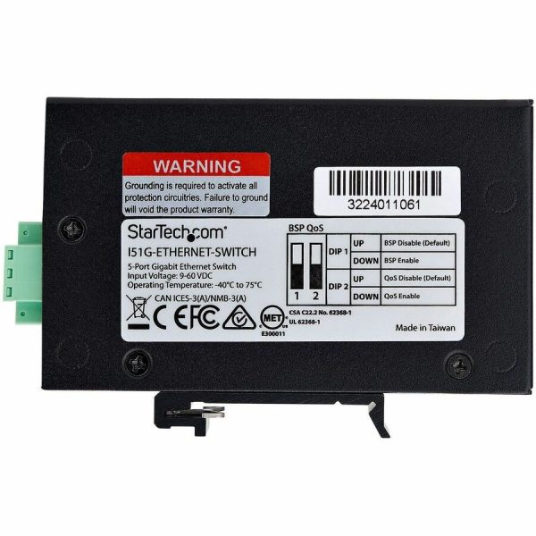 StarTech.com 5-Port Unmanaged Industrial Network Switch, 10/100/1000 Ethernet, DIN Rail/Wall-Mount, IP30 Rated, -40F-167F, 9~60V DC, TAA - Image 6