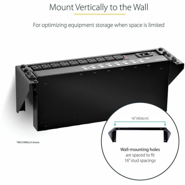 StarTech.com 3U 19" Wall Mount Vertical Rack Bracket, Patch Panel Wall Mount Bracket for AV/IT Equipment, 3U Rack for Cabinet/Server Room - Image 3